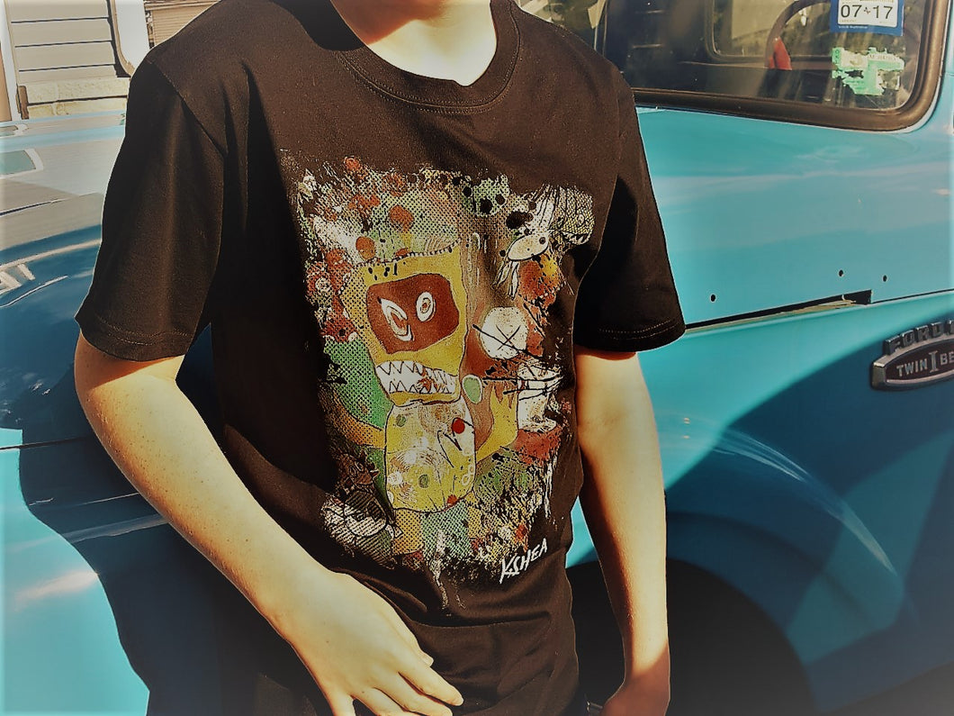 Black Organic Cotton Monster Art T-shirt